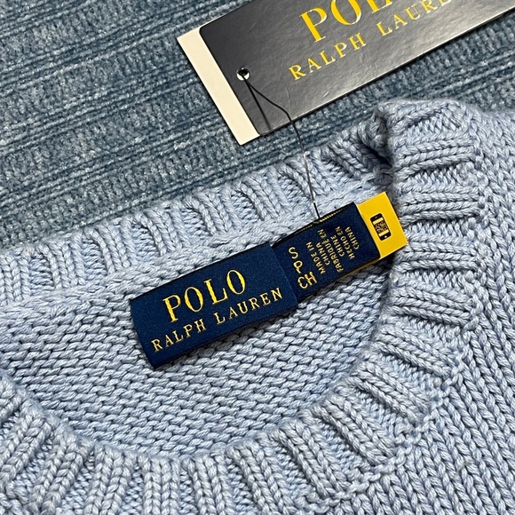 NWT Polo by Ralph Lauren Women's Light Blue Flag  Knit Sweater Size S/P - Picture 4 of 9